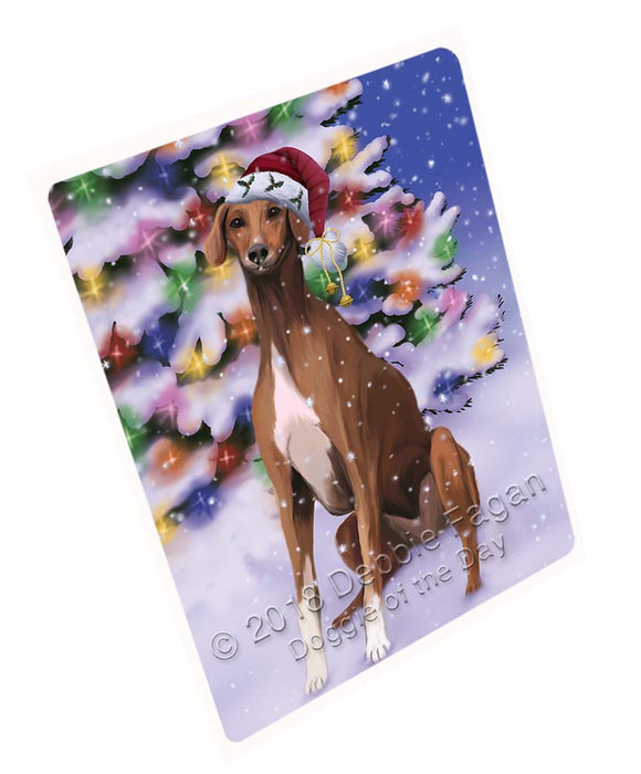Winterland Wonderland Azawakh Dog In Christmas Holiday Scenic Background Large Refrigerator / Dishwasher Magnet RMAG96354