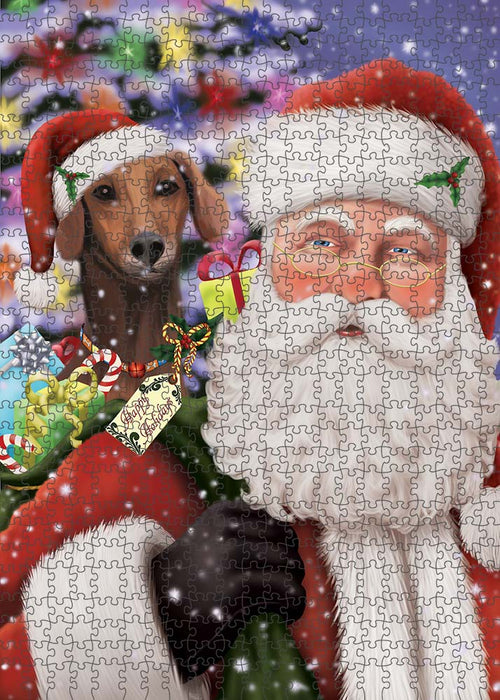 Santa Carrying Azawakh Dog and Christmas Presents Puzzle with Photo Tin PUZL90132
