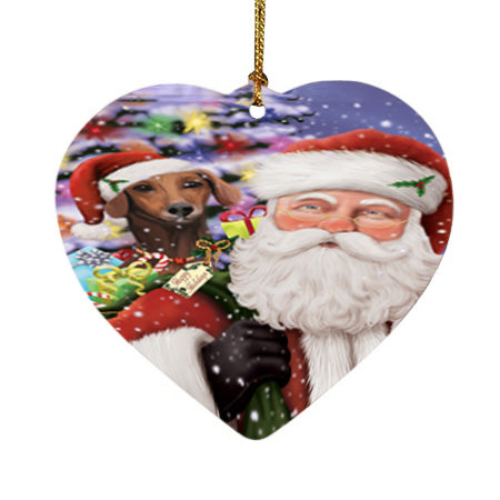 Santa Carrying Azawakh Dog and Christmas Presents Heart Christmas Ornament HPOR55838