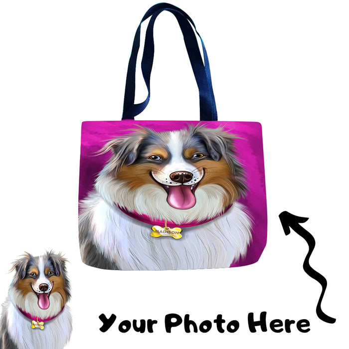 Add Your PERSONALIZED PET Painting Portrait Photo on Beach Bag Pocket Tote