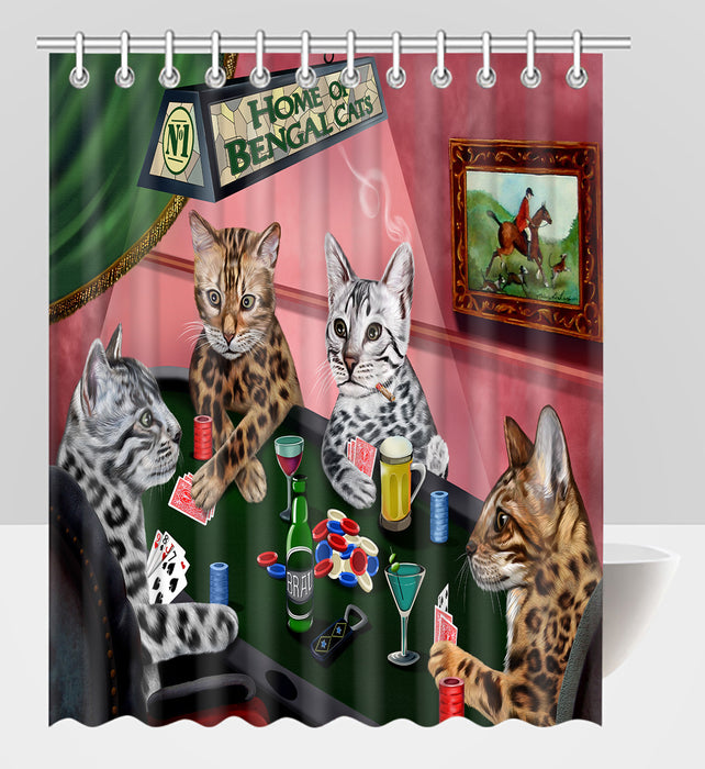 Home of  Bengal Cats Playing Poker Shower Curtain