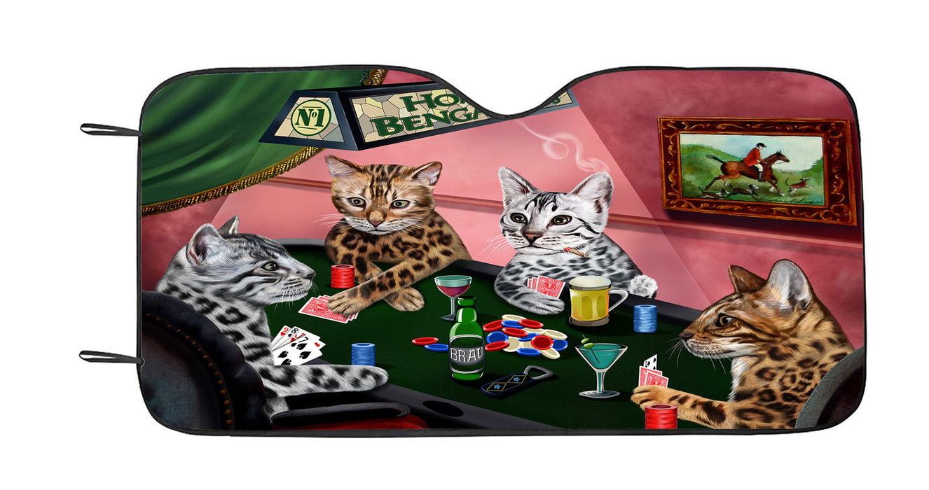 Home of  Bengal Cats Playing Poker Car Sun Shade