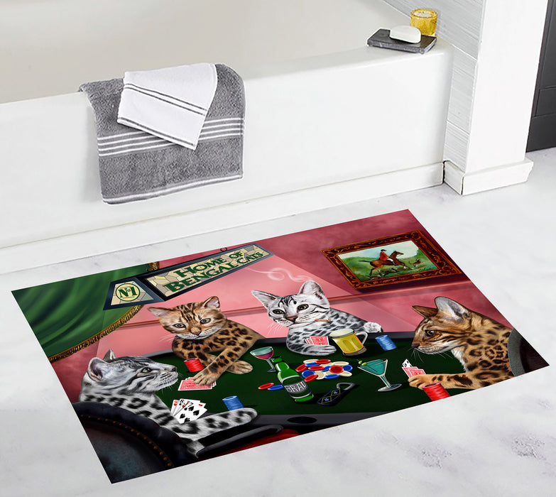 Home of  Bengal Cats Playing Poker Bath Mat