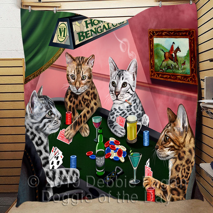 Home of  Bengal Cats Playing Poker Quilt