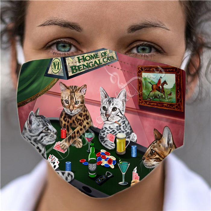 Home of Bengal Cats Playing Poker Face Mask FM49766
