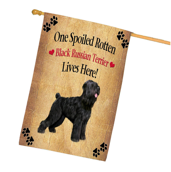 Spoiled Rotten Black Russian Terrier Dog House Flag Outdoor Decorative Double Sided Pet Portrait Weather Resistant Premium Quality Animal Printed Home Decorative Flags 100% Polyester FLG68208