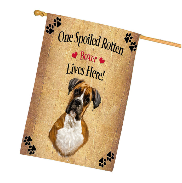 Spoiled Rotten Boxer Dog House Flag Outdoor Decorative Double Sided Pet Portrait Weather Resistant Premium Quality Animal Printed Home Decorative Flags 100% Polyester FLG68231