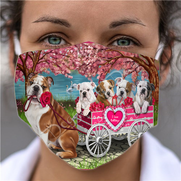 I Love Bulldogs in a Cart Face Mask FM48130