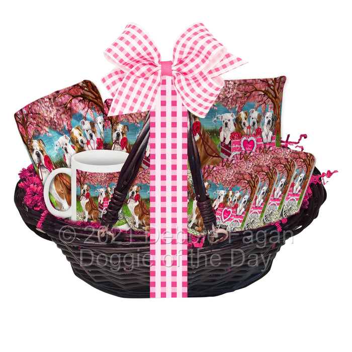 Mother's Day Gift Basket Bulldogs Blanket, Pillow, Coasters, Magnet, Coffee Mug and Ornament