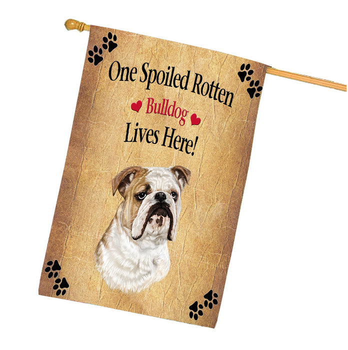 Spoiled Rotten Bulldog House Flag Outdoor Decorative Double Sided Pet Portrait Weather Resistant Premium Quality Animal Printed Home Decorative Flags 100% Polyester FLG68251