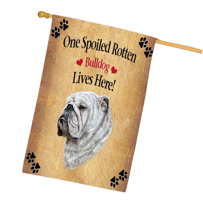 Spoiled Rotten Bulldog House Flag Outdoor Decorative Double Sided Pet Portrait Weather Resistant Premium Quality Animal Printed Home Decorative Flags 100% Polyester FLG68252