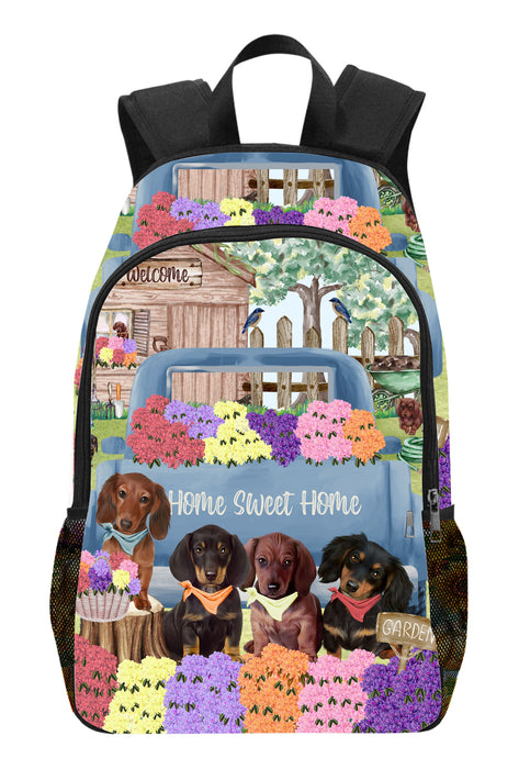 Rhododendron Home Sweet Home Garden Blue Truck Dachshund Dog Backpack