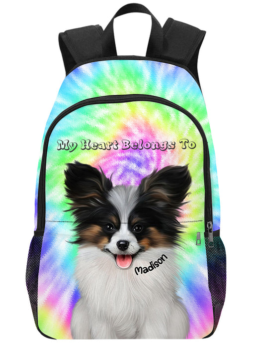 Personalized Backpack Custom Rainbow Tie Dye Add Your Photo Here PET Dog Cat Photos