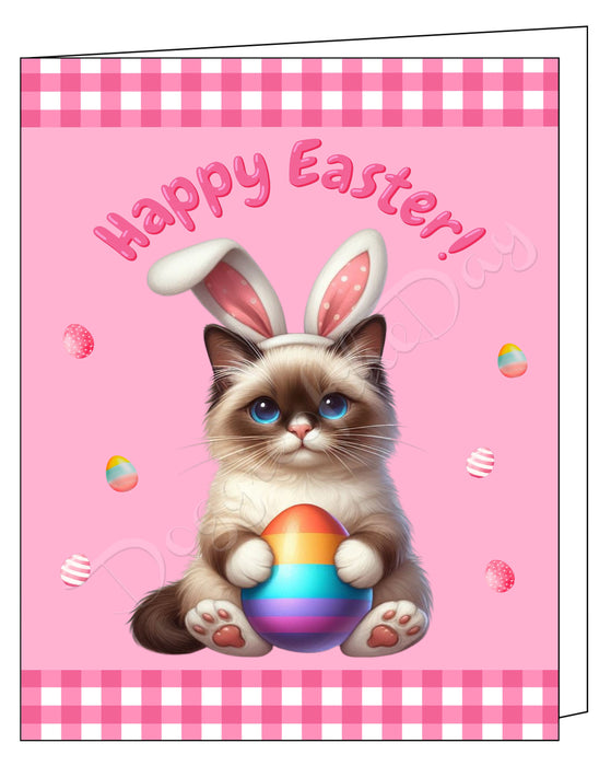 Balinese Cat Easter Day Greeting Cards and Note Cards with Envelope - Easter Invitation Card with Multi Design Pack