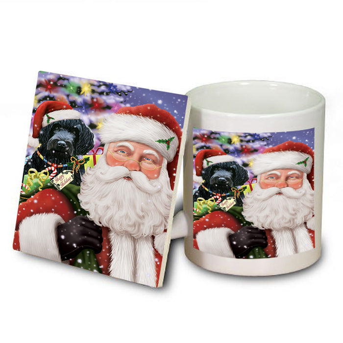 Santa Carrying Barbet Dog and Christmas Presents Mug and Coaster Set MUC55476