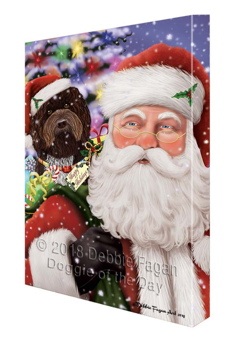 Santa Carrying Barbet Dog and Christmas Presents Canvas Print Wall Art Décor CVS119276