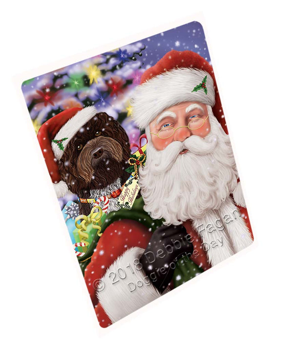 Santa Carrying Barbet Dog and Christmas Presents Large Refrigerator / Dishwasher Magnet RMAG95166