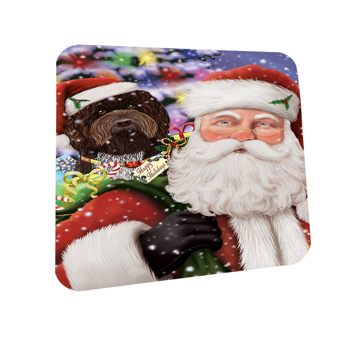 Santa Carrying Barbet Dog and Christmas Presents Coasters Set of 4 CST55441
