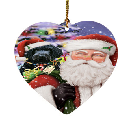 Santa Carrying Barbet Dog and Christmas Presents Heart Christmas Ornament HPOR55840