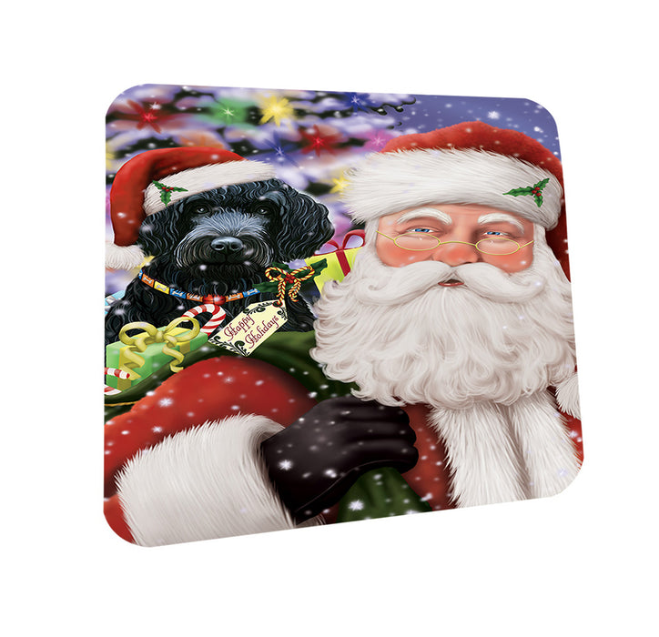 Santa Carrying Barbet Dog and Christmas Presents Coasters Set of 4 CST55442