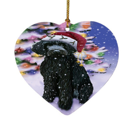 Winterland Wonderland Barbet Dog In Christmas Holiday Scenic Background Heart Christmas Ornament HPOR56038