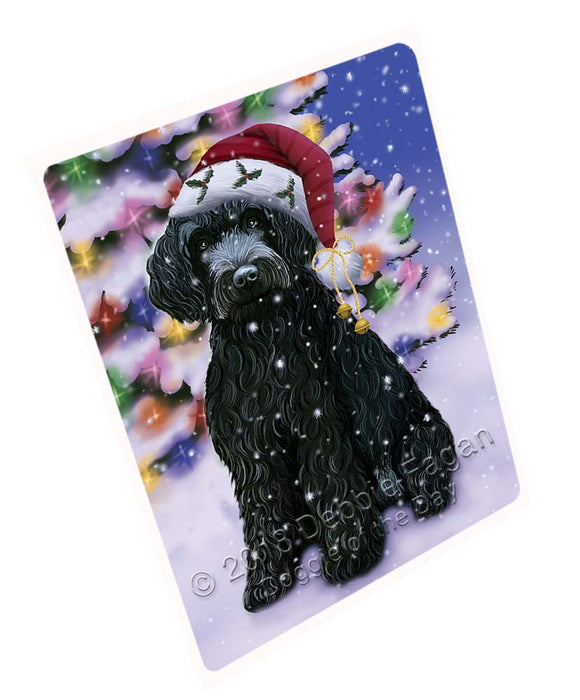 Winterland Wonderland Barbet Dog In Christmas Holiday Scenic Background Magnet MAG72183 (Small 5.5" x 4.25")