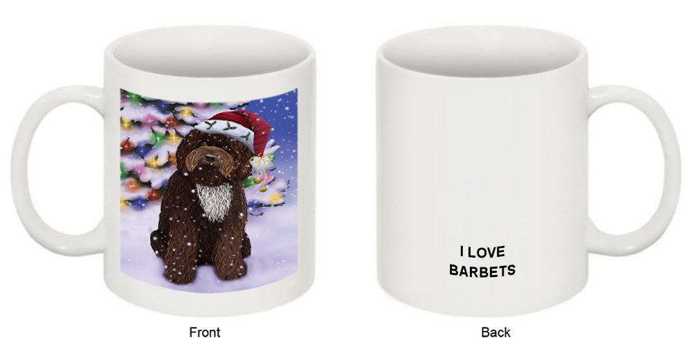 Winterland Wonderland Barbet Dog In Christmas Holiday Scenic Background Coffee Mug MUG51081