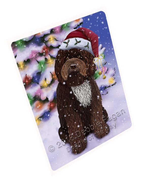 Winterland Wonderland Barbet Dog In Christmas Holiday Scenic Background Magnet MAG72186 (Small 5.5" x 4.25")