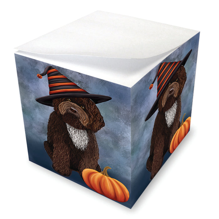 Happy Halloween Barbet Dog Wearing Witch Hat with Pumpkin Note Cube NOC56508