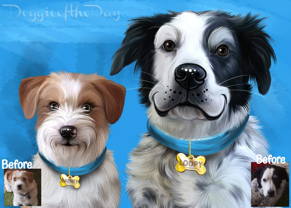 Digital Painting PERSONALIZED Caricature PET PORTRAIT! Custom Pet Dog or Cat Art