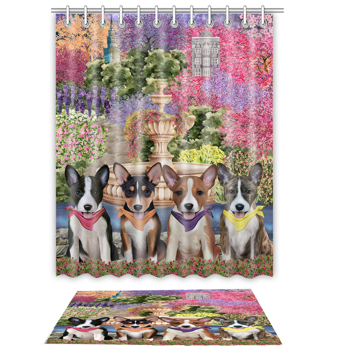 Basenji Shower Curtain with Bath Mat Combo: Curtains with hooks and Rug Set Bathroom Decor, Custom, Explore a Variety of Designs, Personalized, Pet Gift for Dog Lovers