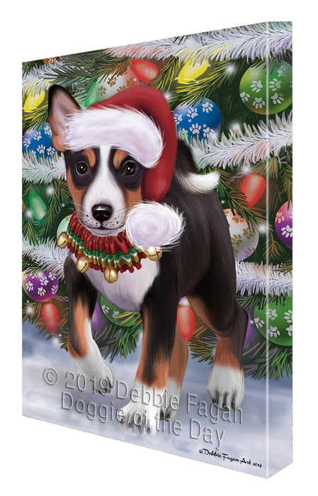 Chistmas Trotting in the Snow Basenji Dog Canvas Wall Art - Premium Quality Ready to Hang Room Decor Wall Art Canvas - Unique Animal Printed Digital Painting for Decoration CVS648