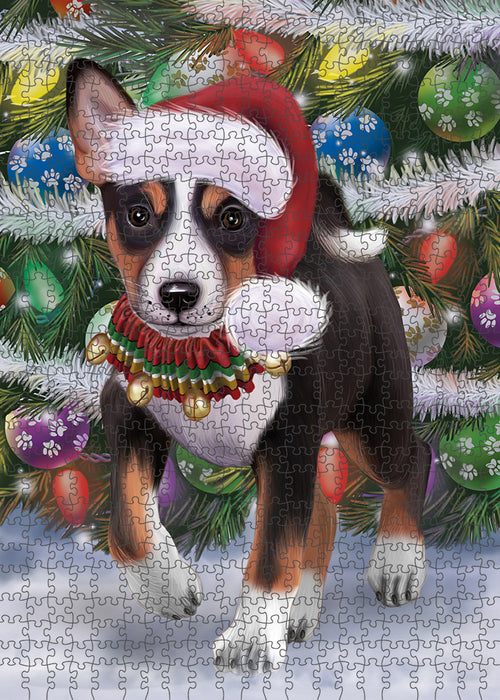 Chistmas Trotting in the Snow Basenji Dog Portrait Jigsaw Puzzle for Adults Animal Interlocking Puzzle Game Unique Gift for Dog Lover's with Metal Tin Box PZL943