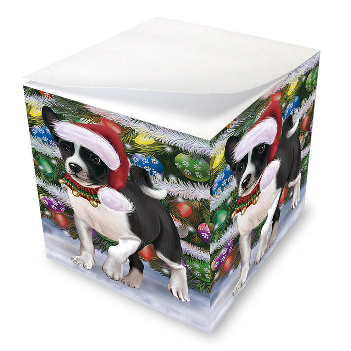 Chistmas Trotting in the Snow Basenji Dog Note Cube NOC-DOTD-A57687