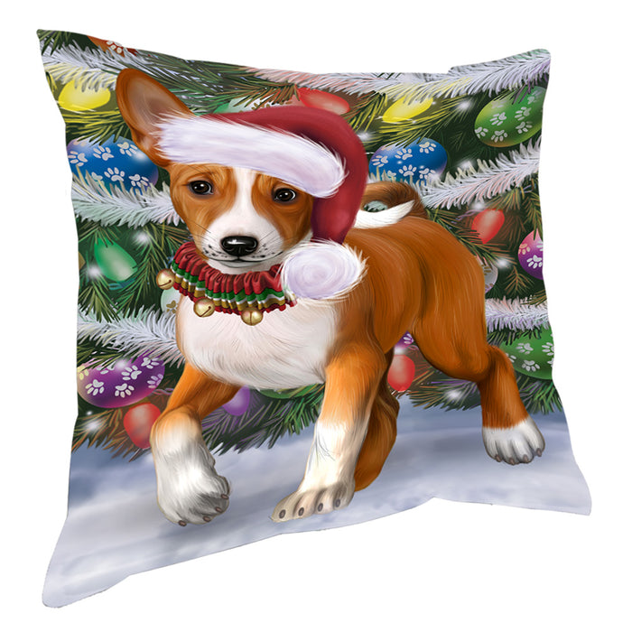 Chistmas Trotting in the Snow Basenji Dog Pillow with Top Quality High-Resolution Images - Ultra Soft Pet Pillows for Sleeping - Reversible & Comfort - Ideal Gift for Dog Lover - Cushion for Sofa Couch Bed - 100% Polyester, PILA93814