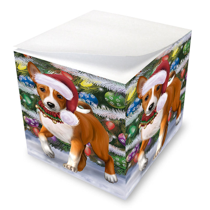Chistmas Trotting in the Snow Basenji Dog Note Cube NOC-DOTD-A57688