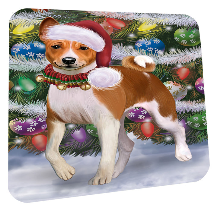 Chistmas Trotting in the Snow Basenji Dog Coasters Set of 4 CSTA58650