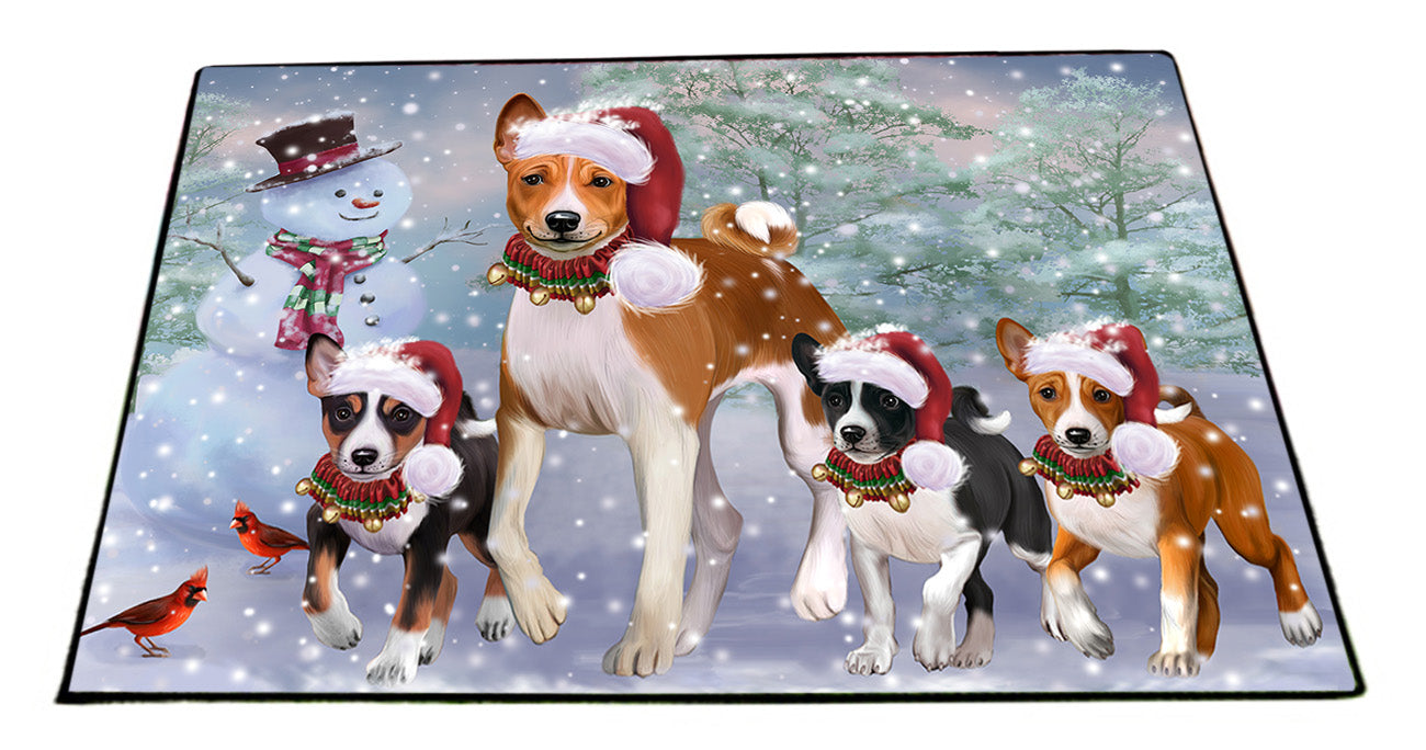 Christmas Running Family Basenji Dogs Floormat FLMS56026