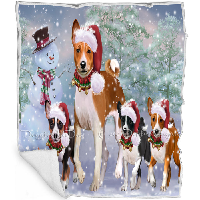 Christmas Running Family Basenji Dogs Blanket BLNKT143412