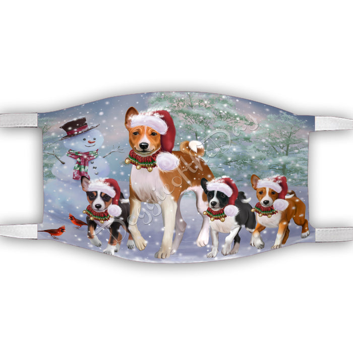 Christmas Running Fammily Basenji Dogs Face Mask FM48693