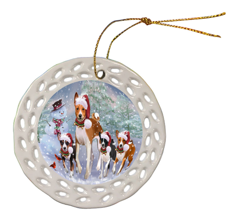 Christmas Running Family Basenji Dogs Doily Ornament DPOR59115