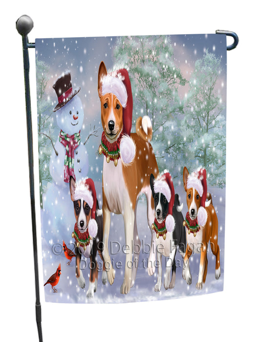 Christmas Running Family Basenji Dogs Garden Flags Outdoor Decor for Homes and Gardens Double Sided Garden Yard Spring Decorative Vertical Home Flags Garden Porch Lawn Flag for Decorations