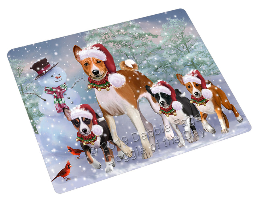 Christmas Running Family Basenji Dogs Cutting Board - For Kitchen - Scratch & Stain Resistant - Designed To Stay In Place - Easy To Clean By Hand - Perfect for Chopping Meats, Vegetables