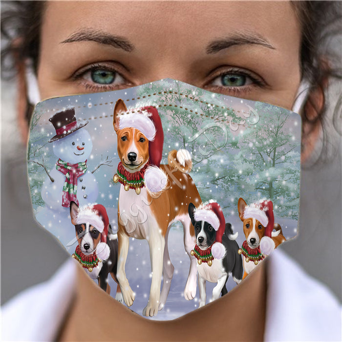 Christmas Running Fammily Basenji Dogs Face Mask FM48693