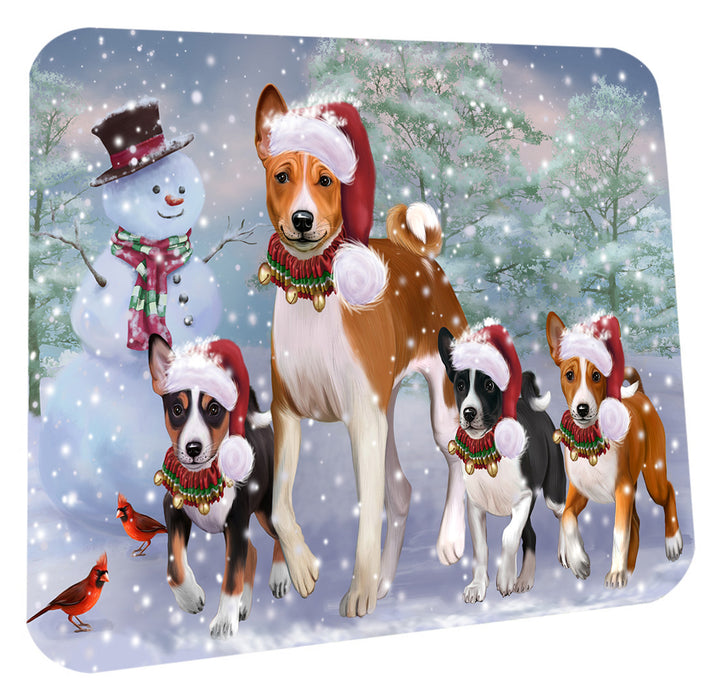 Christmas Running Family Basenji Dogs Coasters Set of 4 CSTA58631