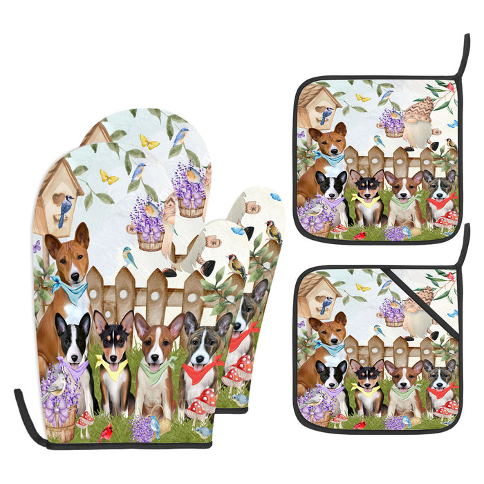 Basenji Oven Mitts and Pot Holder Set: Explore a Variety of Designs, Personalized, Potholders with Kitchen Gloves for Cooking, Custom, Halloween Gifts for Dog Mom