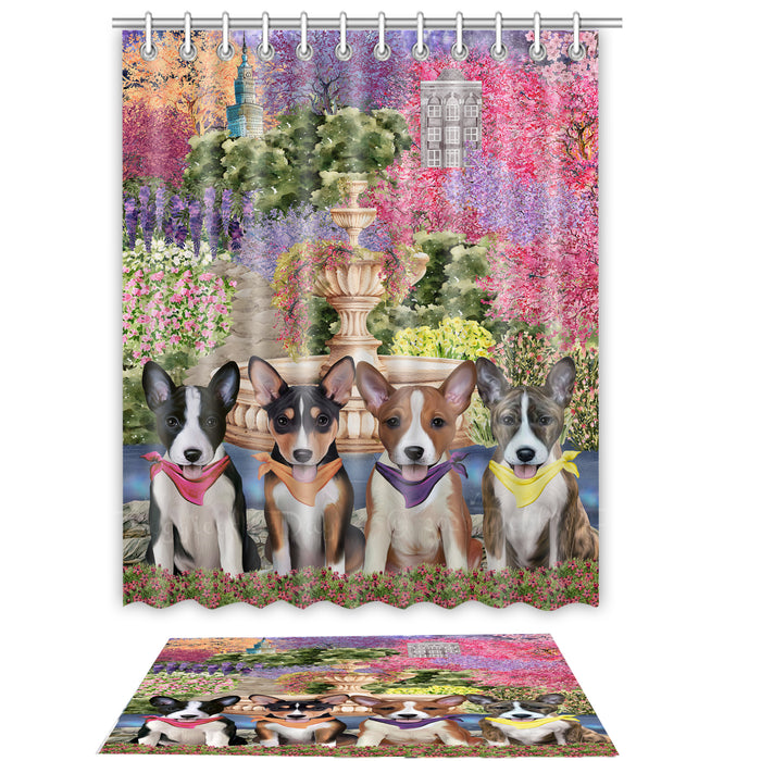 Basenji Shower Curtain & Bath Mat Set, Custom, Explore a Variety of Designs, Personalized, Curtains with hooks and Rug Bathroom Decor, Halloween Gift for Dog Lovers