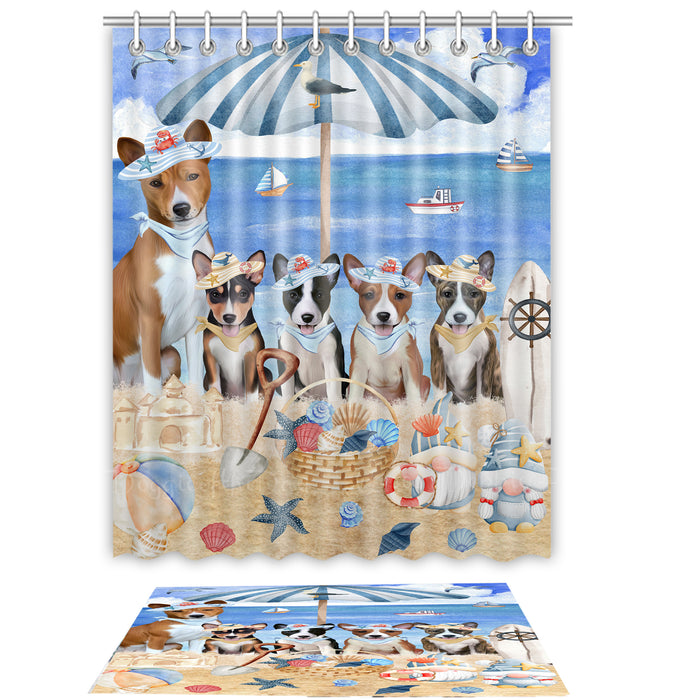 Basenji Shower Curtain & Bath Mat Set, Bathroom Decor Curtains with hooks and Rug, Explore a Variety of Designs, Personalized, Custom, Dog Lover's Gifts