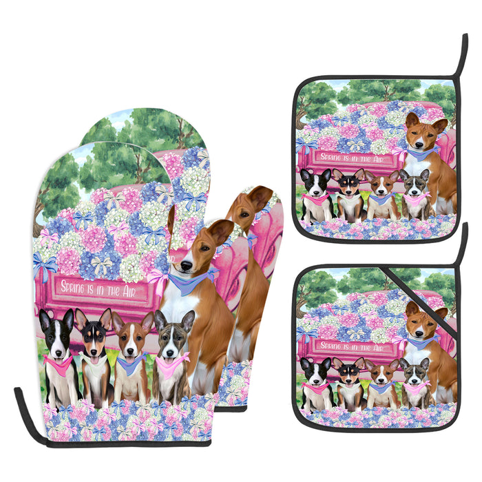 Basenji Oven Mitts and Pot Holder Set, Kitchen Gloves for Cooking with Potholders, Explore a Variety of Custom Designs, Personalized, Pet & Dog Gifts