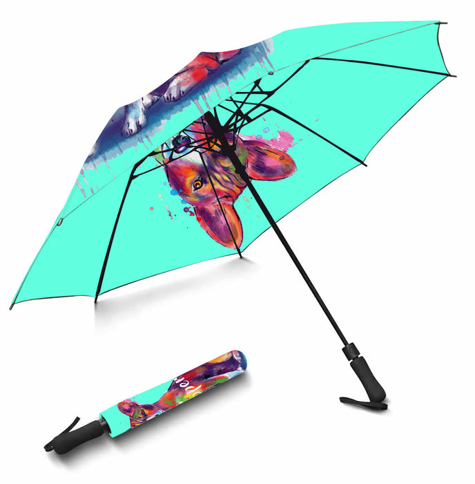 Custom Pet Name Personalized Watercolor Basenji DogSemi-Automatic Foldable Umbrella